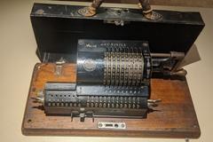 Brunsviga mechanical calculator on display at Speicherstadtmuseum