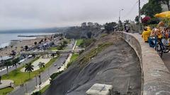 Cliffs of Costa Verde with solid waste accumulation