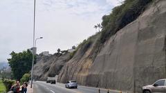 Cliffs of Costa Verde with solid waste accumulation