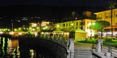 Baveno townscape with waterfront and mountains