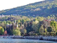 Scenic view of Baveno with Lake Maggiore in the foreground