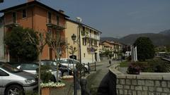 Baveno town and Lake Maggiore in Italy