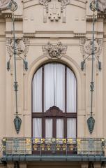 Jugendstil architecture exterior detail at Prague Municipal House