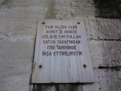 Name plate of the Yeni Valide Mosque