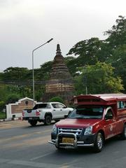 Chiang Mai red Songthaew and historic site