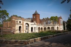 Holland House ruins in a park setting