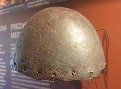 Medieval Cabasset helmet on display at the Torres de Quart in Valencia