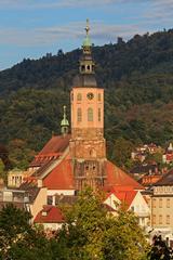 View from Kurpark showing Stiftskirche Baden-Baden