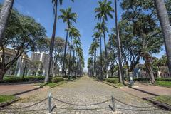 A landscaped complex with Central Boulevard and the Liberty Palace in the background, located in Belo Horizonte, Brazil.