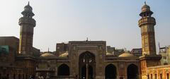 Front view of Wazir Khan Mosque in Pakistan