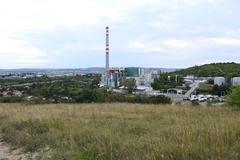 View of Brno from Stránská skála with an incinerator in the background