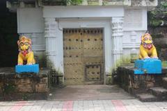 Guarding lions at Lingaraj Temple in Bhubaneswar, Odisha, India