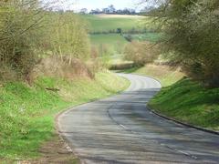 Scenic view of Chipp's Hill overlooking Wheeler End with a pathway descending to the valley at Piddington.