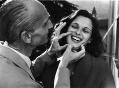 Lucia Bosè crowned Miss Italia 1947 getting her teeth checked by journalist Lucio Ridenti