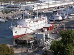 View of some vessels at the Maritime Museum of La Rochelle from the Saint-Nicolas tower