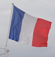 French flag on former Meteorological frigate FRANCE 1 in La Rochelle