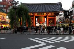 Tokyo Asakusa street view with traditional shops and crowd