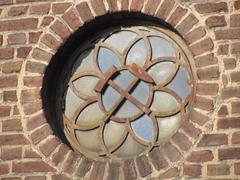 Wrought iron lattice at roof window of Industriemuseum Freudenthaler Sensenhammer building