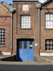 Industriemuseum Freudenthaler Sensenhammer entrance gate and loading ramp in Leverkusen-Schlebusch