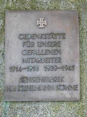 Memorial for employees fallen in both World Wars at HP Kuhlmann Söhne, part of the Industriemuseum Freudenthaler Sensenhammer