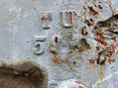 Marking 'TU 59' on an old turbine wheel at the Industriemuseum Freudenthaler Sensenhammer