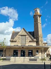 Entrance and clock tower of Dinan SNCF railway station