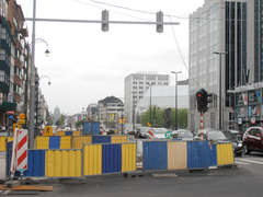 View from Rogier Square in Brussels towards the Basilica of Koekelberg via Boulevard Baudouin.