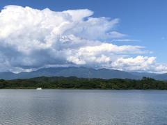 Sukhna Lake in Chandigarh with Himalayan foothills in the background