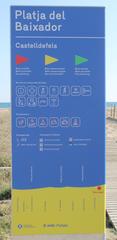 Info board at one of over 40 beach access points in Passeig Maritim, 2017