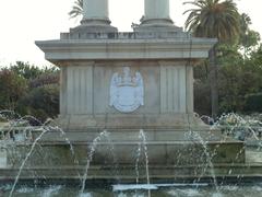 Shield of the Catholic Monarchs at the base of the Columbus monument in Seville