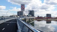 Bennelong Bridge in Sydney viewed from pedestrian path