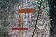 Signpost to Teufelskeller in Baden AG, Switzerland