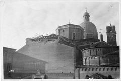 Ruins of the dome and cornice of the Duomo in Padua, December 1917