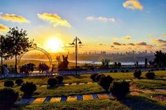 Sunset over Büyük Çamlıca Hill in Istanbul