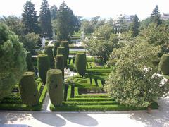 Parterres and topiaries in the Sabatini Gardens beside the Royal Palace of Madrid