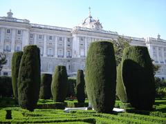 Sabatini Gardens beside the north façade of the Royal Palace of Madrid