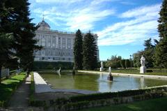 Sabatini Gardens beside the north façade of the Royal Palace of Madrid