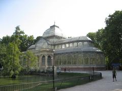 Buen Retiro Park lake with boats and monument, Madrid