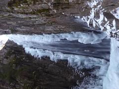 Wolf's Waterfall in winter in Bedollo, Trentino, Italy