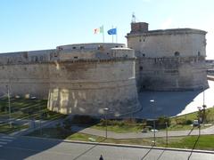 Civitavecchia port with docked cruise ship