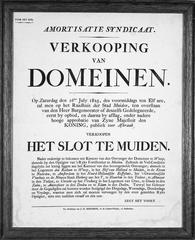 announcement of the sale and demolition of Muiderslot with the heading 'Amortisatie syndicaat'