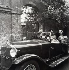 Alfa Romeo 1750 in 1957 at Grottaferrata with Giorgio Franchetti, Tatiana Franchetti, Cy Twombly, and Elizabeth Stokes di Robilant