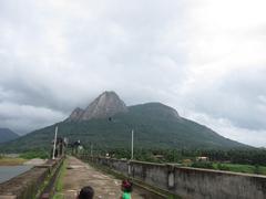 Kanjirapuzha Dam in Palakkad district with adjacent Kanjirapuzha Garden and distant view of Vakkodan Hill