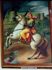 Freedom fighter Jhalkari Bai's portrait in Jhansi Museum