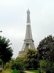 Eiffel Tower in Paris with a view of Champ de Mars and Seine River