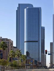 View of One Cal Plaza from Grand Avenue in Los Angeles