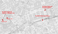 Map of central Edinburgh showing National Galleries of Scotland