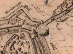 Detail of Zwinger on a 1657 siege plan of Münster, Westphalia, Germany