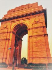 India Gate at 6 AM with a dramatic sky