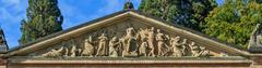 Tympanum of the pump house in Baden-Baden, Germany